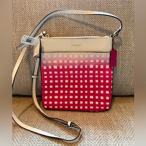 Coach pink and white Checkered Crossbody Bag